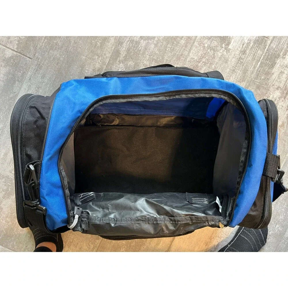 600D Poly Blue Sports Duffel Bag KD4205 Medium Travel Carry On Gym Carryall